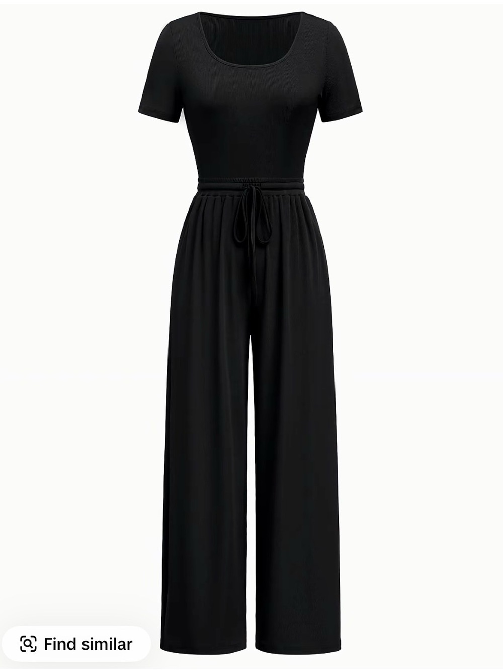 Women's Black Wide-Leg Drawstring Pants